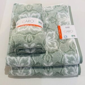 4pc CARO HOME 100% Cotton Atlas Bath Towel Set - Sage Mist